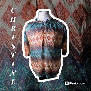 Christine 100% polyester brown combo woman’s top